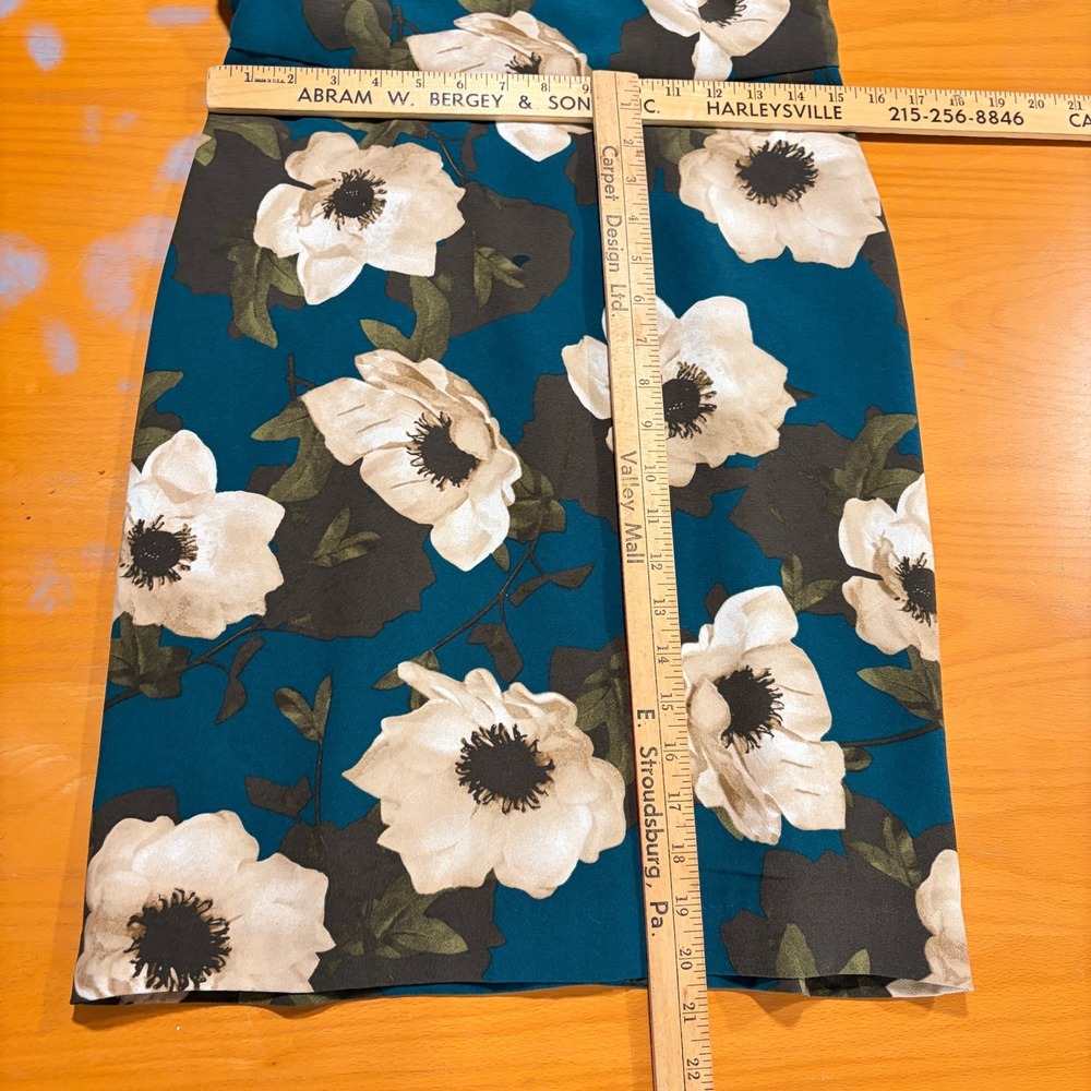 Banana Republic Petite 6P Teal Floral Shift Dress Garden Party Romantic Wedding - Picture 6 of 9